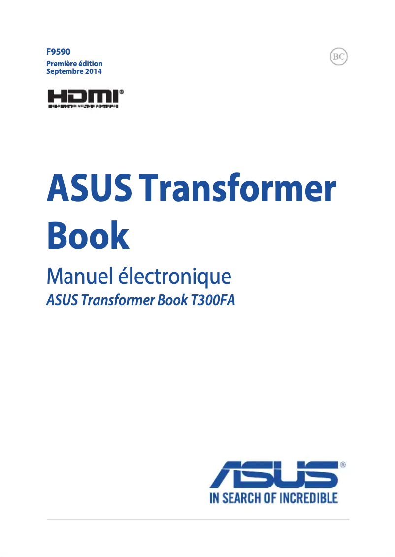 Image de la première page du manuel de l'appareil Transformer Book T300FA