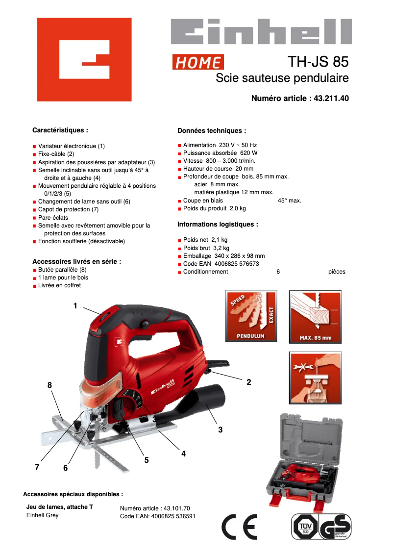 Image de la première page du manuel de l'appareil TC-JS 85