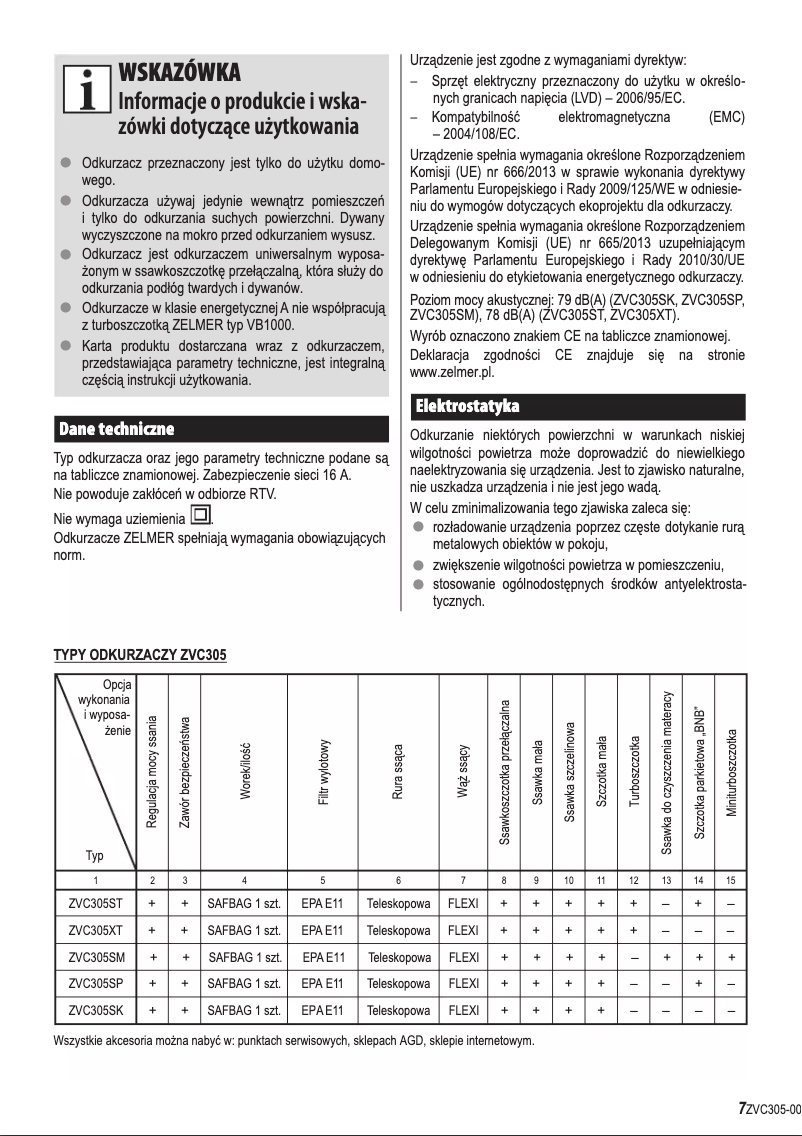 Page 1 de la notice Manuel utilisateur Zelmer Odyssey ZVC305ST