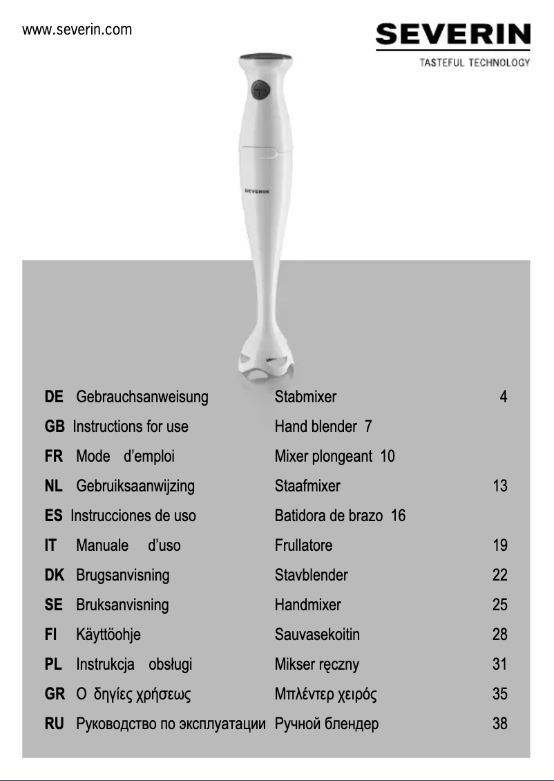 Page 1 de la notice Manuel utilisateur Severin SM 3736