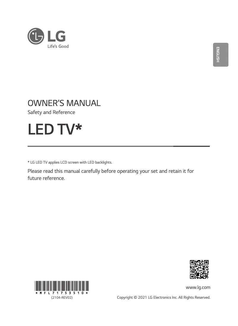 Page 1 de la notice Manuel utilisateur LG 75NANO766PA
