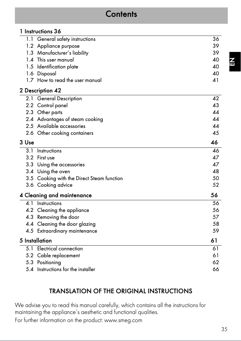Page 1 de la notice Mode d'emploi Smeg SF64M3DX