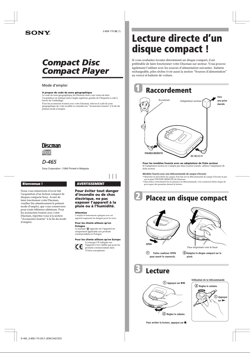 Imagen de la primera página del manual del dispositivo D-465