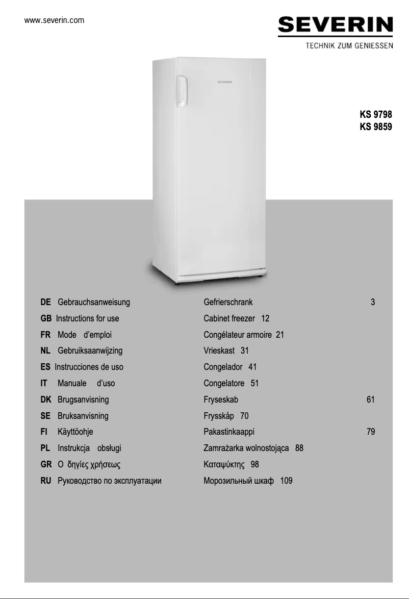 Page n°1 - Manuel utilisateur Severin KS 9798