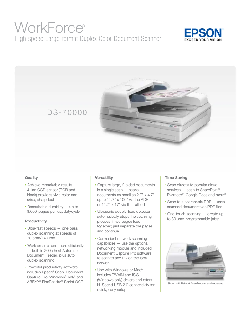 Page n°1 - Brochure Epson WorkForce DS-70000