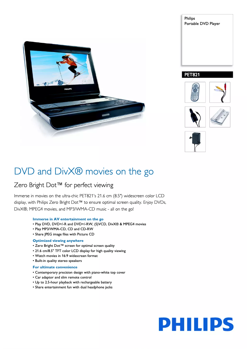 Page 1 of the manual Brochure Philips PET821