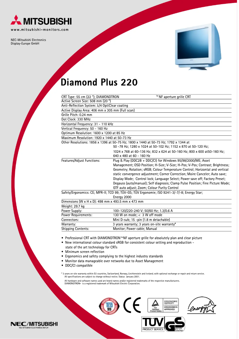 Imagen de la primera página del manual del dispositivo Diamond Plus 220