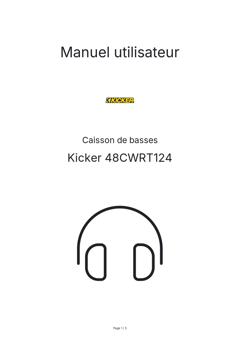 Page n°1 - Manuel utilisateur Kicker 48CWRT124