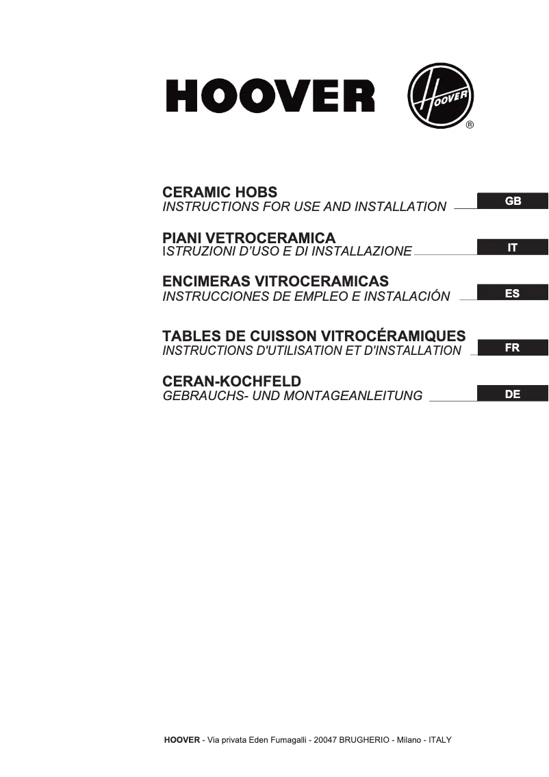 Page 1 de la notice Manuel utilisateur Hoover HVEF742