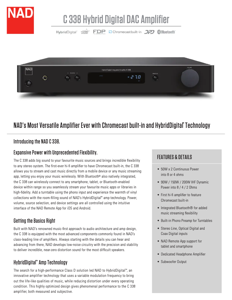 Page n°1 - Fiche technique NAD C 338
