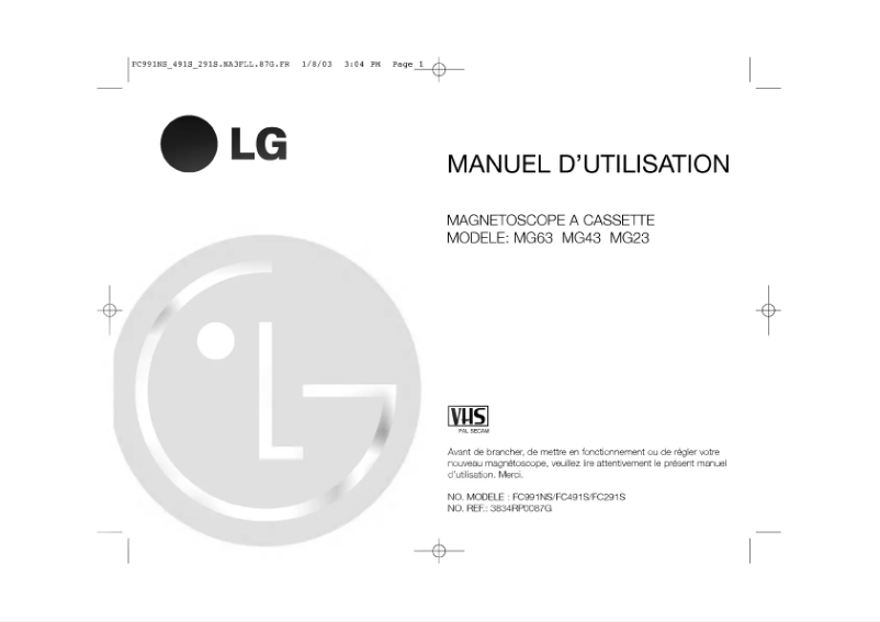Page 1 de la notice Manuel utilisateur LG FC991NS