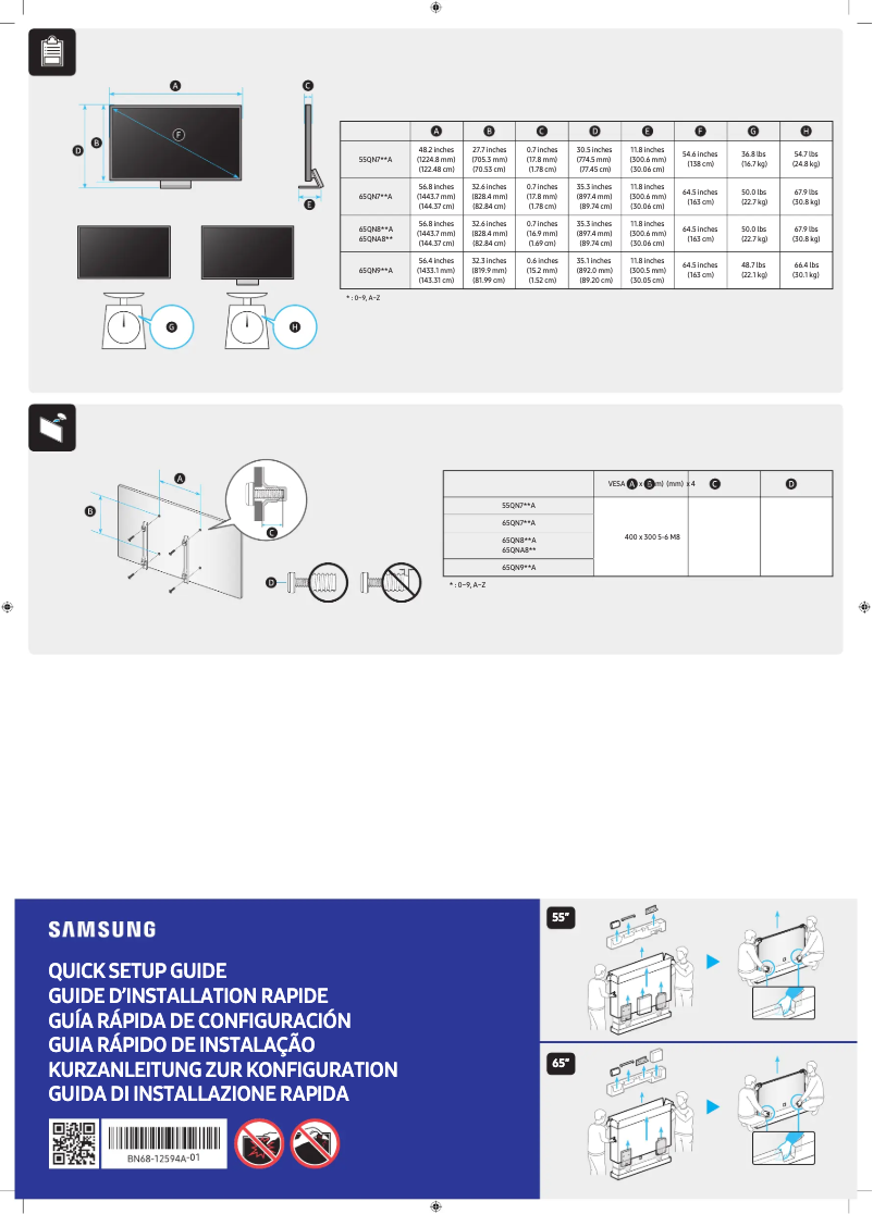 Image de la première page du manuel de l'appareil QA65QN700AS