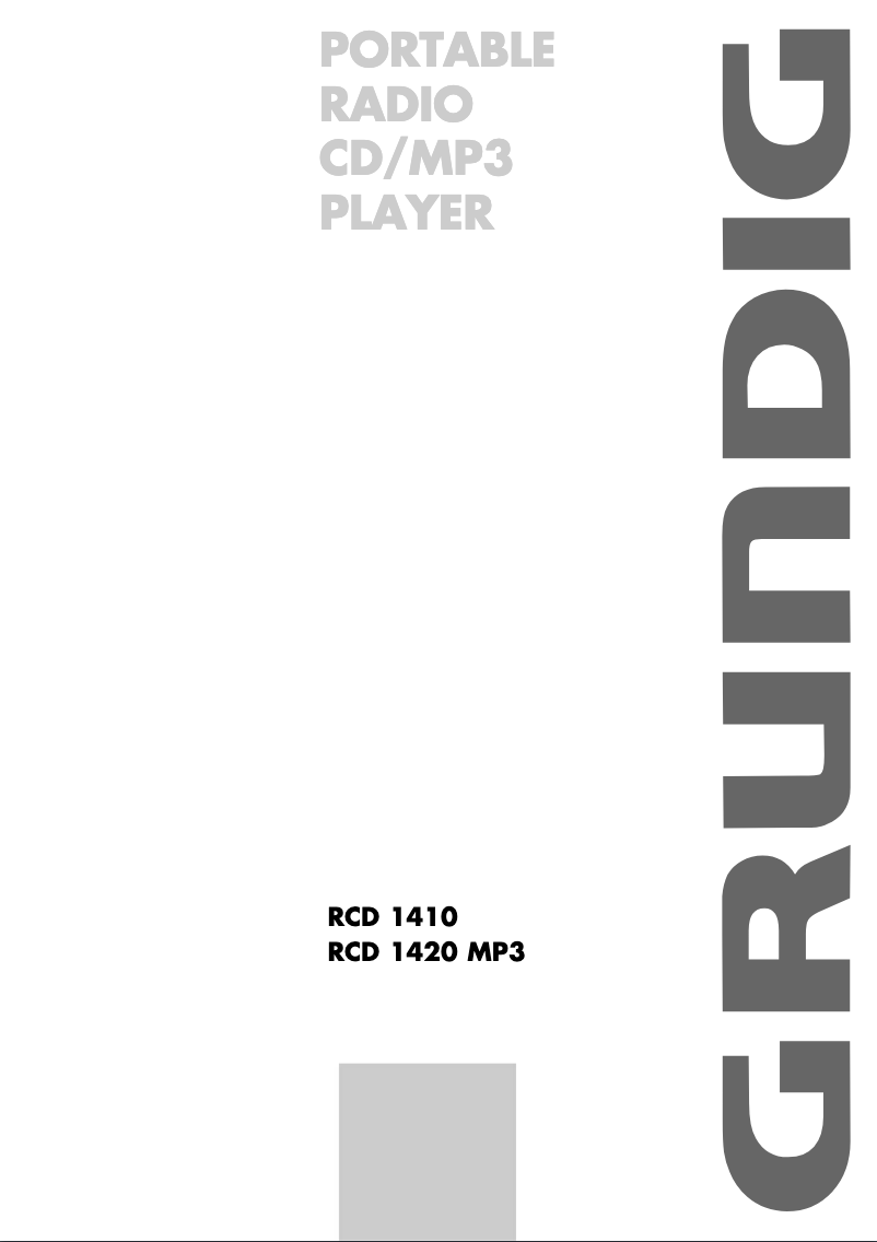 Page n°1 - Manuel utilisateur Grundig RCD 1420 MP3