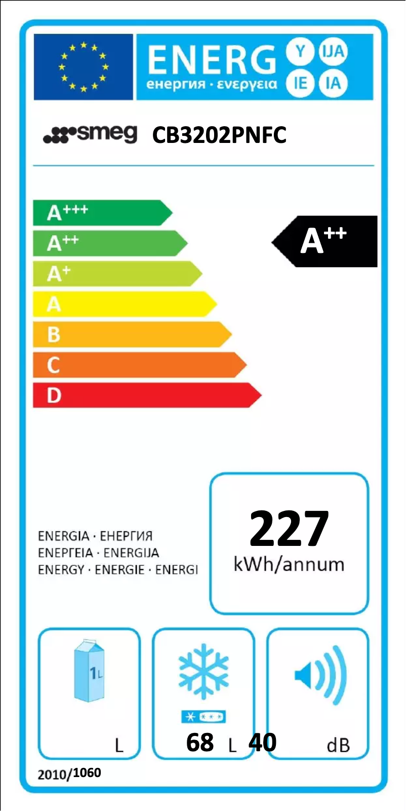Page n°1 - Label énergétique Smeg CB3202PNFC