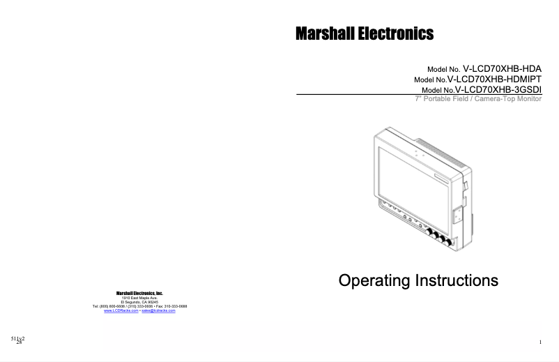 Image de la première page du manuel de l'appareil V-LCD70XHB-HDMIPT