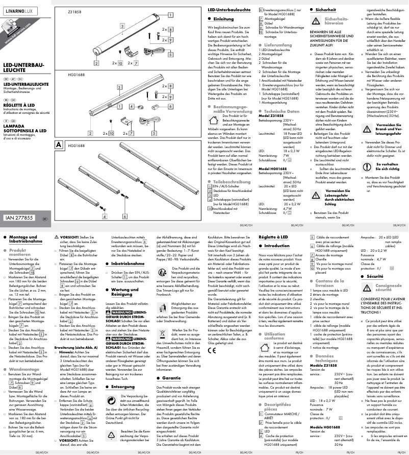Page n°1 - Manuel utilisateur Livarno Lux IAN 277855