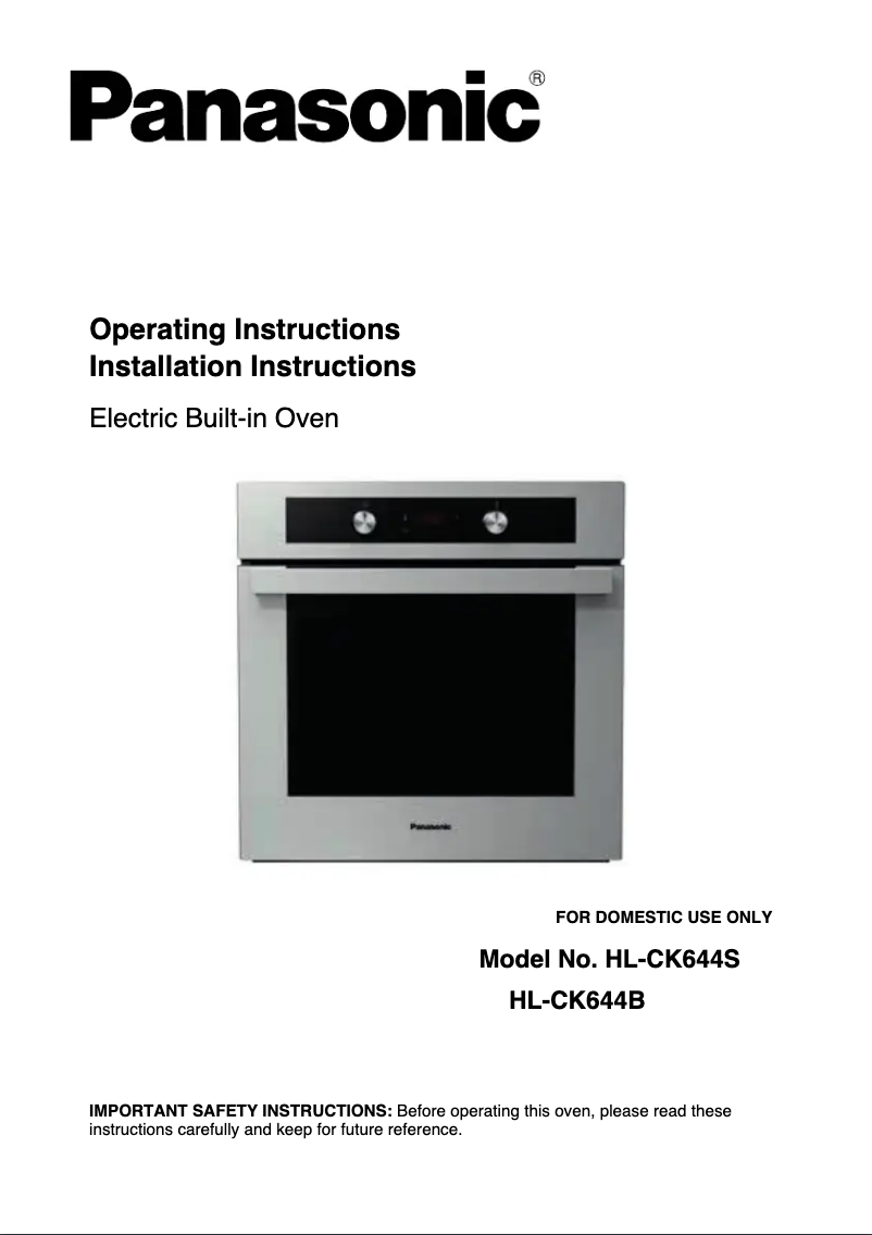 Página 1 del manual Manual de usuario Panasonic HL-CK644SB