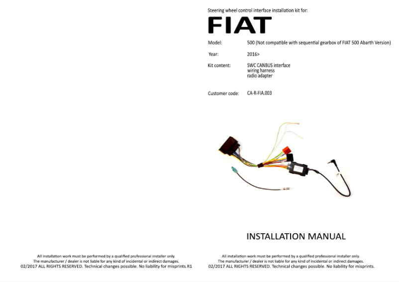 Page 1 de la notice Manuel utilisateur Pioneer CA-R-FIA.003