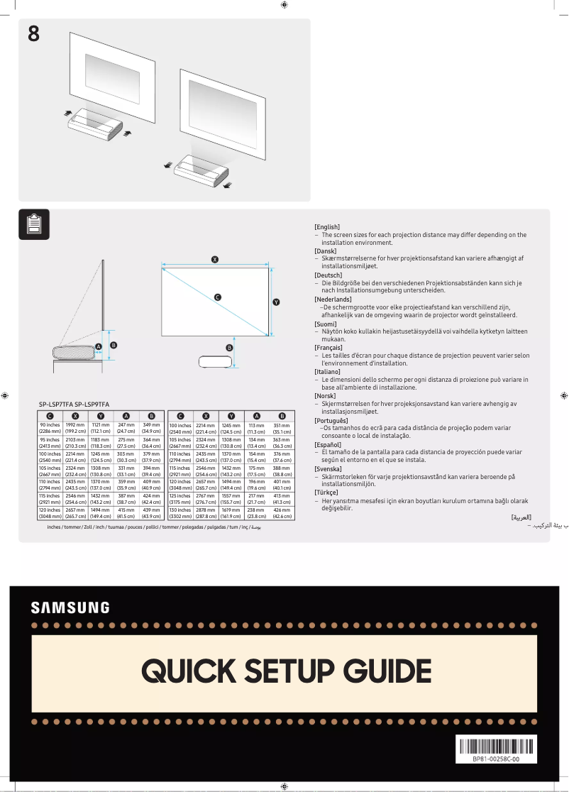 Page 1 de la notice Manuel utilisateur Samsung SP-LSP7TGA
