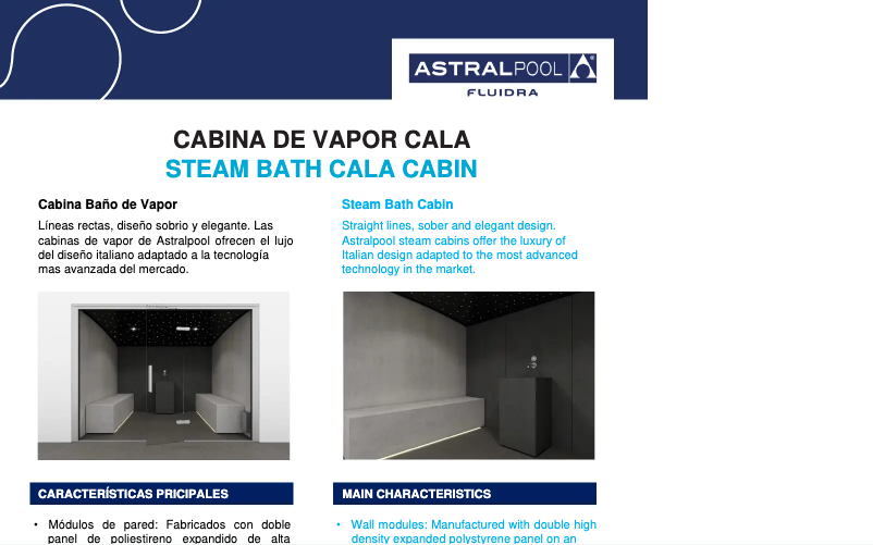 Page 1 de la notice Fiche technique AstralPool Cala