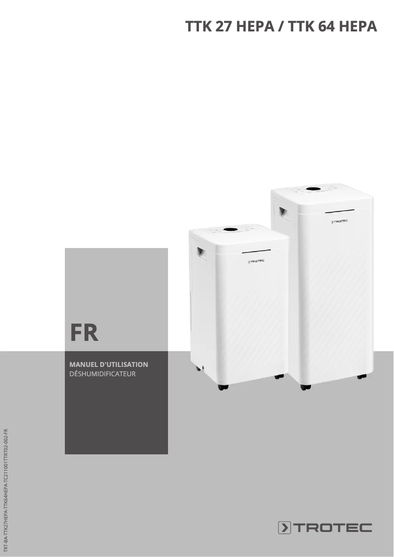 Page n°1 - Manuel utilisateur Trotec TTK 27 HEPA