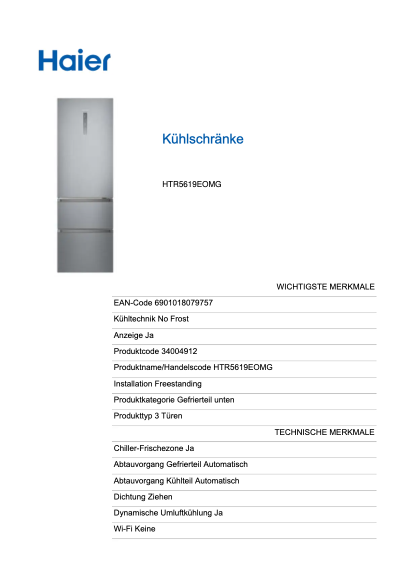 Página 1 del manual Etiqueta energética Haier HTR5619EOMG