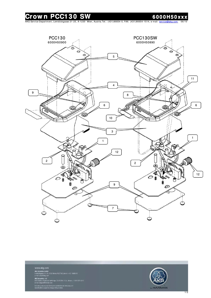 Page n°1 - Manuel utilisateur AKG PCC-130SW