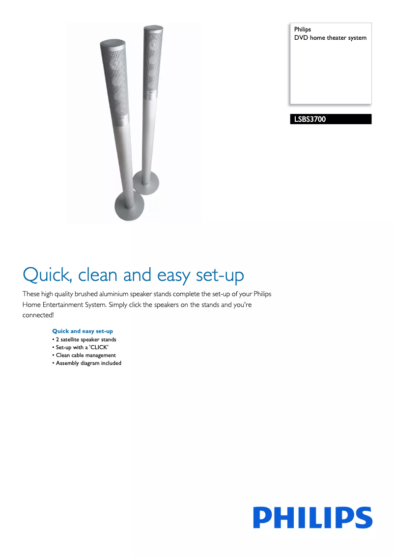Page 1 de la notice Fiche technique Philips LSBS3700