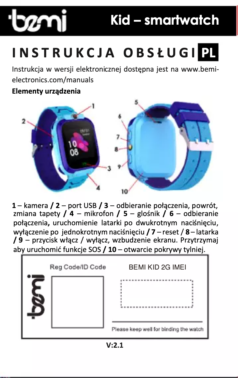 Image de la première page du manuel de l'appareil Kid