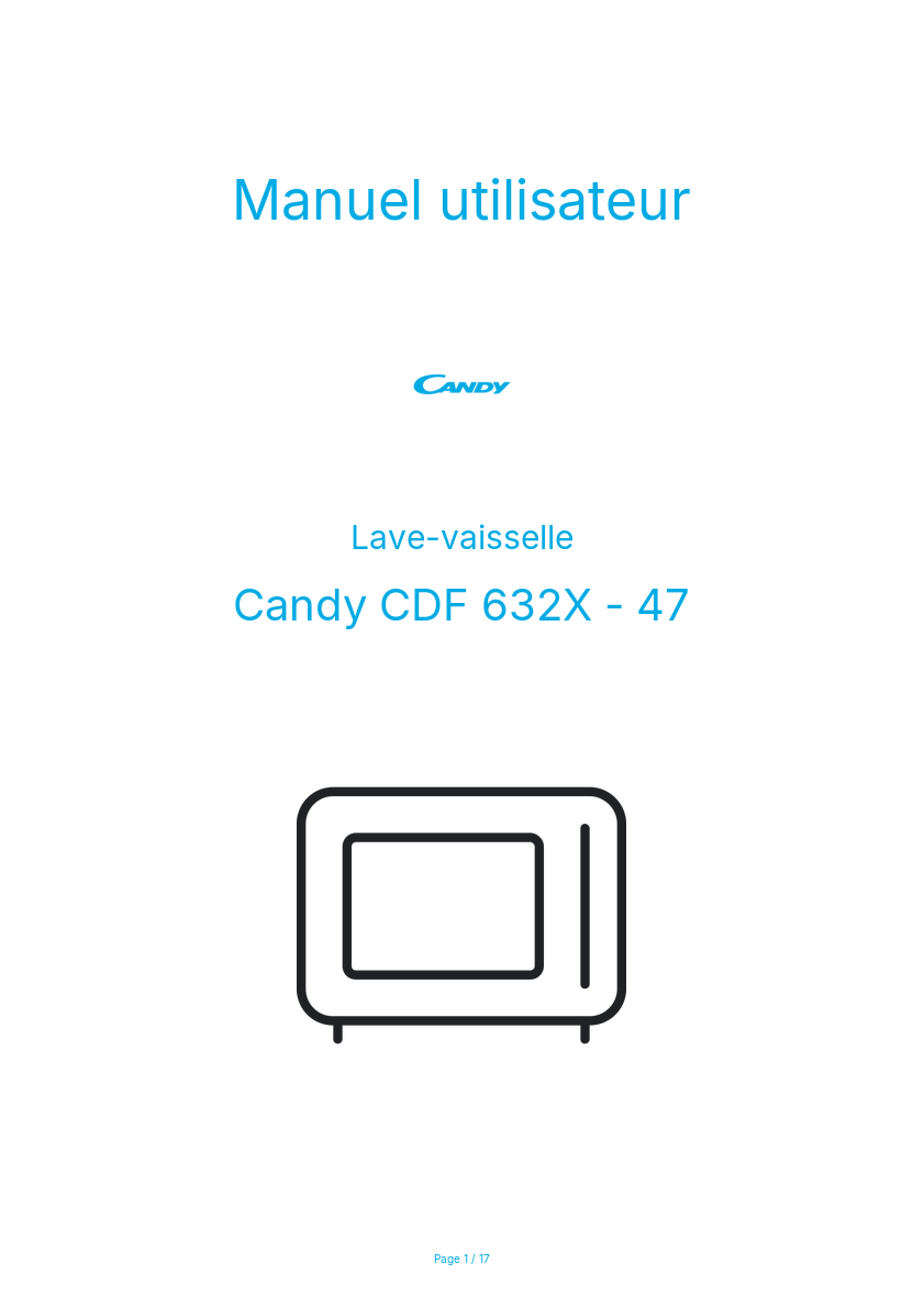 Page n°1 - Manuel utilisateur Candy CDF 632X - 47