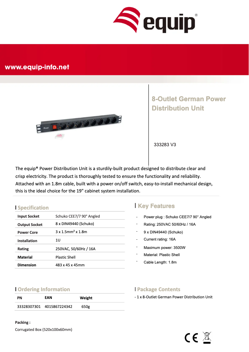 Page 1 de la notice Manuel utilisateur Equip 333283