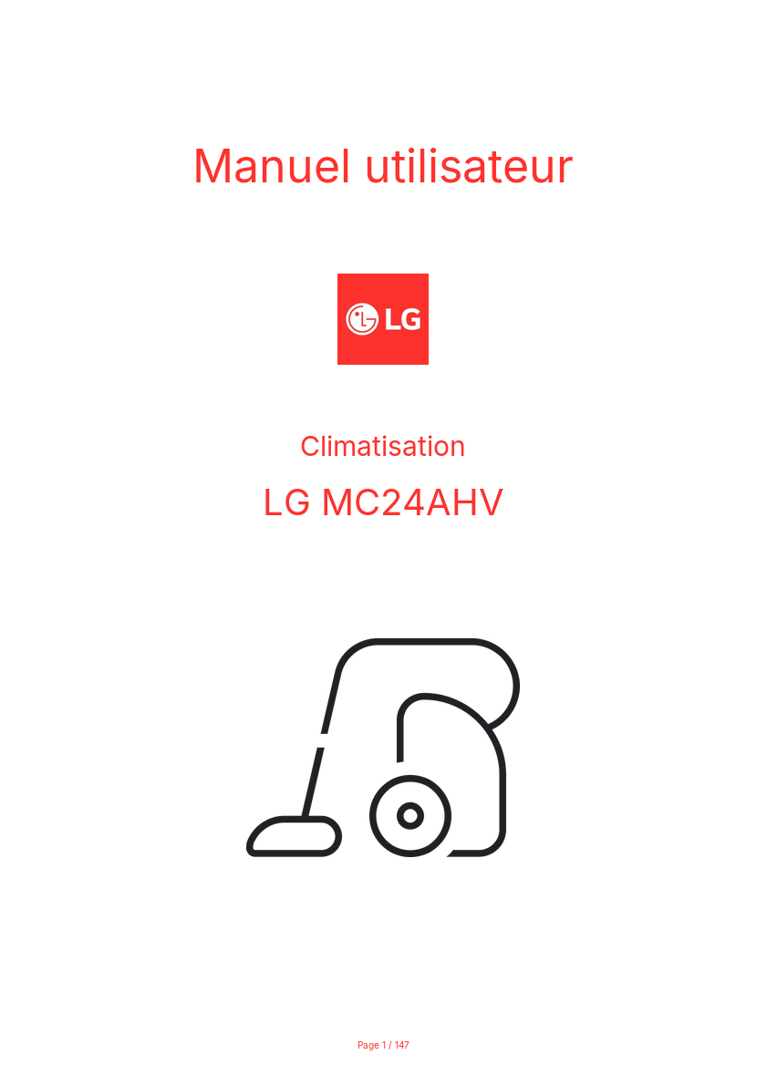 Page 1 de la notice Manuel utilisateur LG MC24AHV