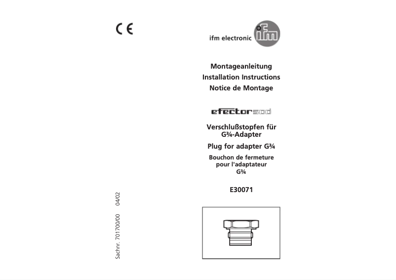 Page 1 de la notice Manuel utilisateur IFM E30071