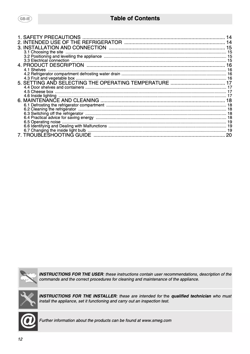 Página 1 del manual Manual de usuario Smeg FAB10HLR