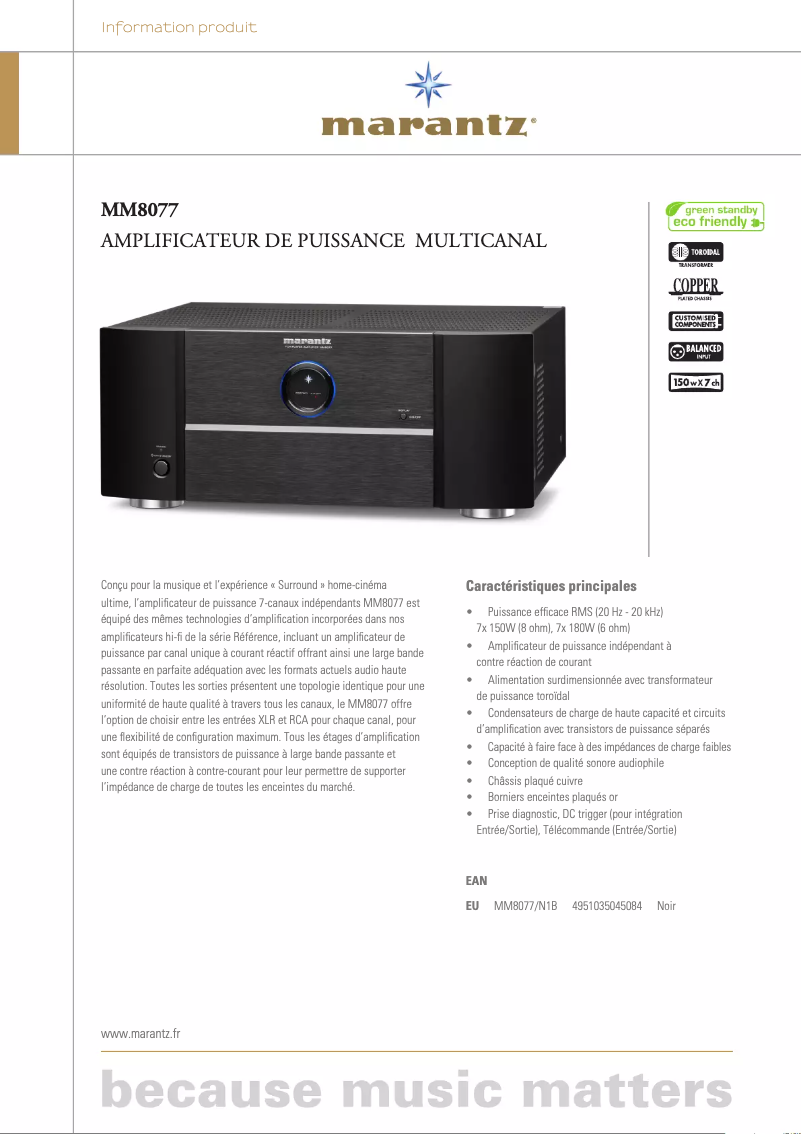 First page image of the manual for MM8077