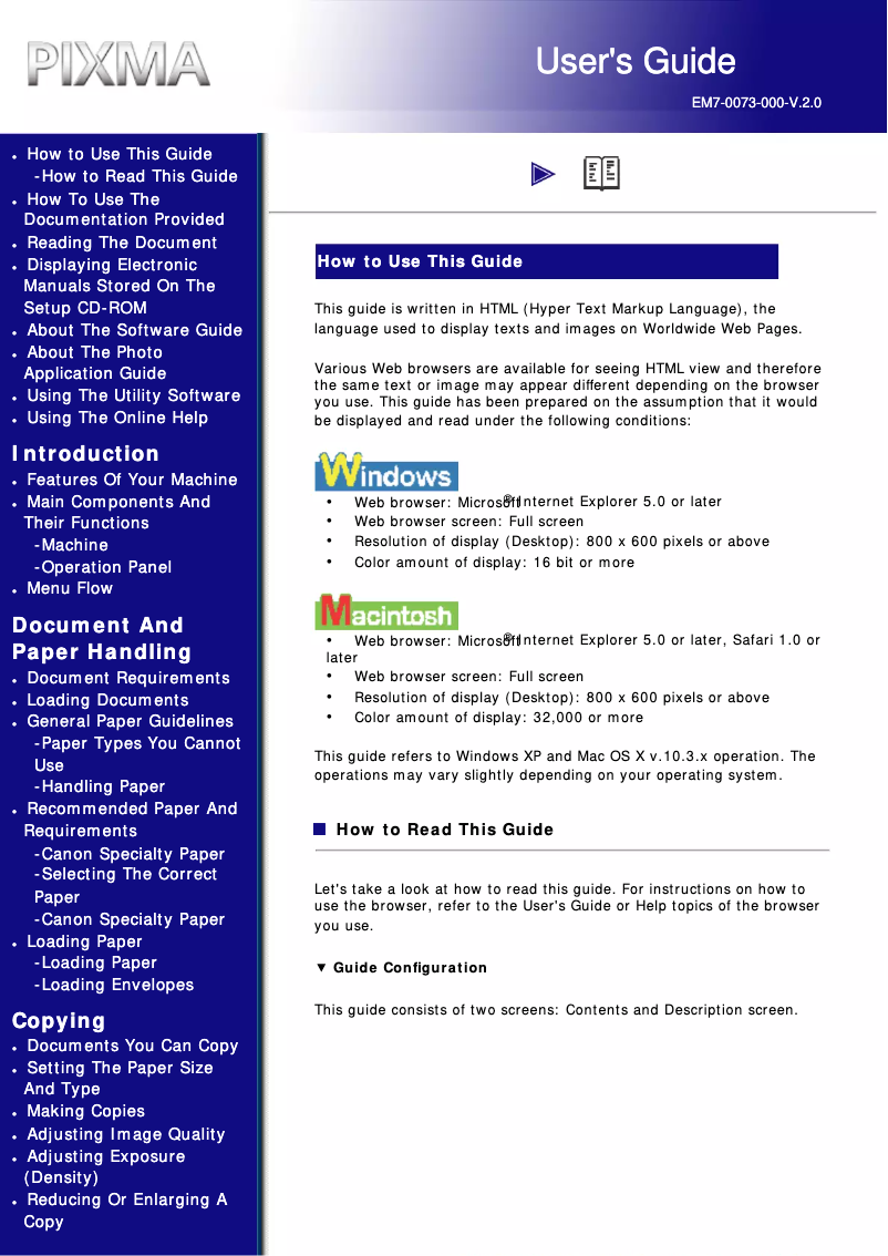 Page n°1 - Manuel utilisateur Canon Pixma MP110