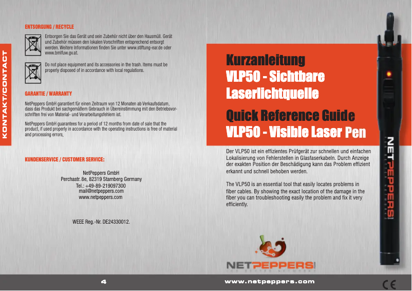 Page 1 de la notice Manuel utilisateur NetPeppers VLP50