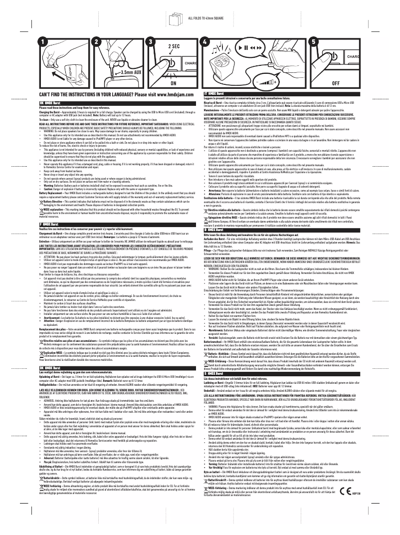 Page 1 de la notice Manuel utilisateur HMDX Jam Burst
