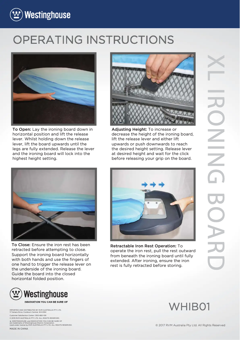 Page 1 de la notice Manuel utilisateur Westinghouse WHIB01