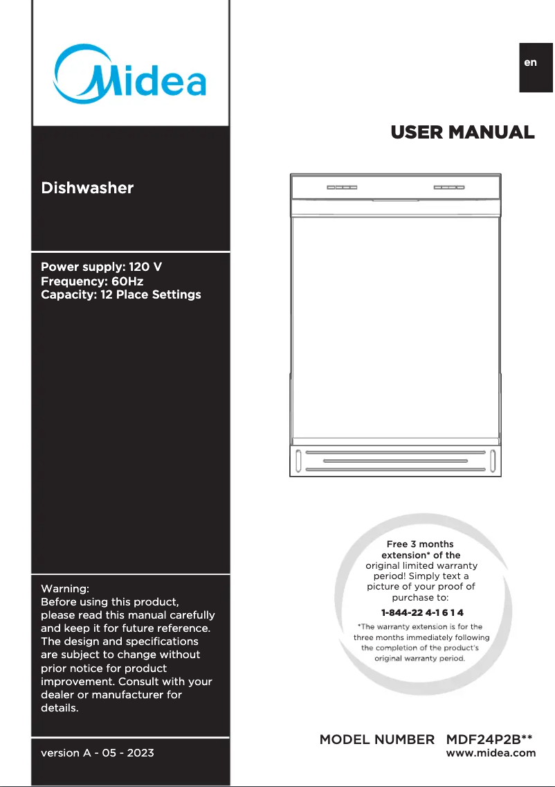 Page 1 de la notice Manuel utilisateur Midea MDF24P2BST