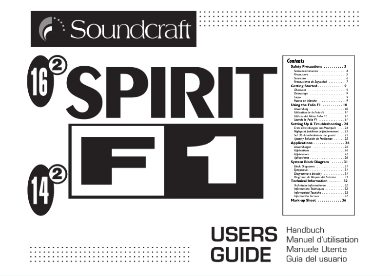 Image de la première page du manuel de l'appareil Spirit F1