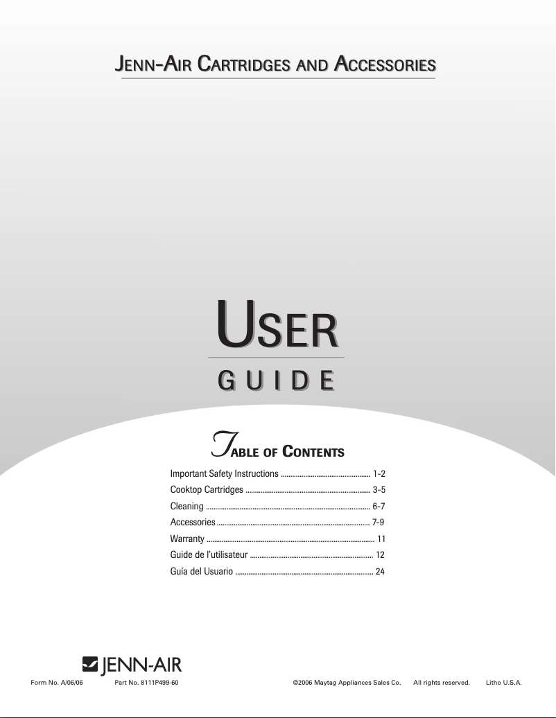 Page n°1 - Manuel utilisateur JennAir JEA8120ADW