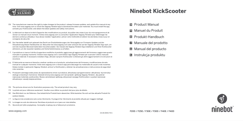 Page 1 de la notice Manuel utilisateur Segway Ninebot KickScooter F25E