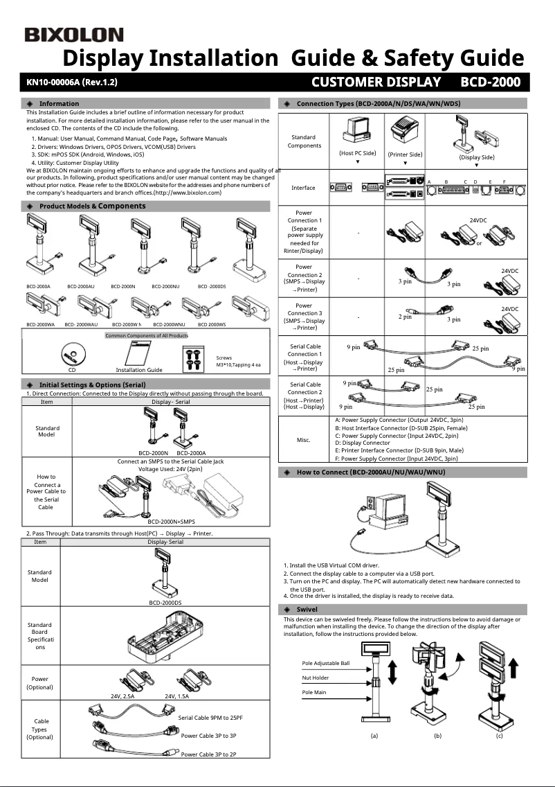 Page 1 de la notice Guide d'installation Bixolon BCD-2000