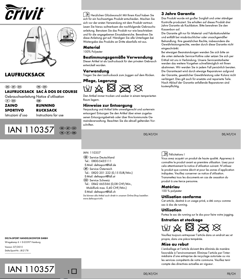 Image de la première page du manuel de l'appareil IAN 110357