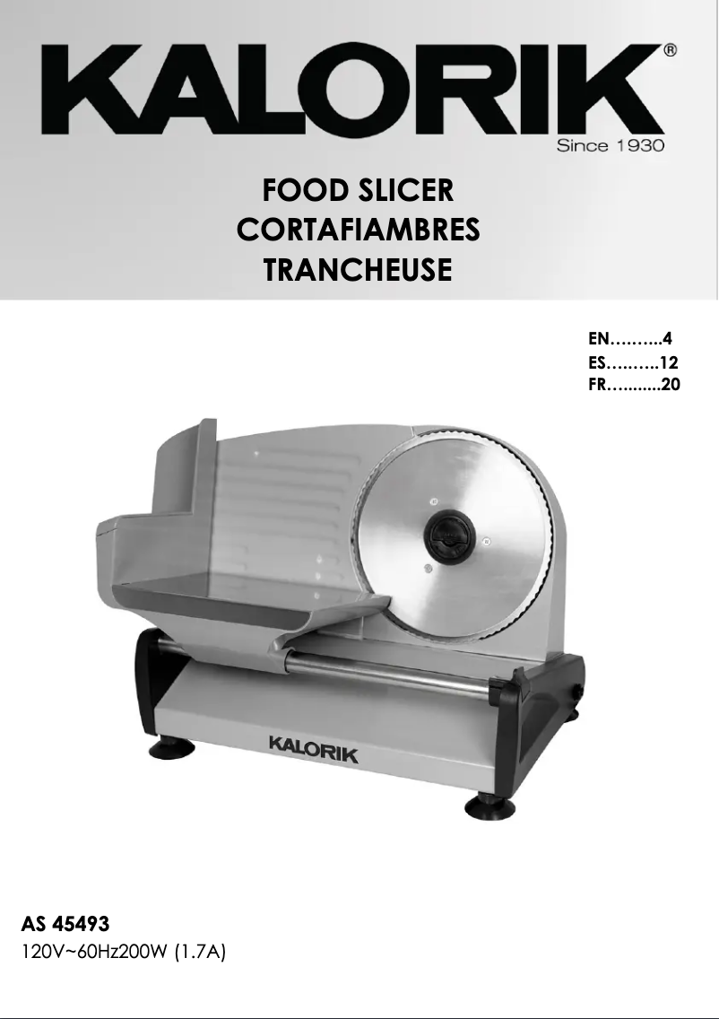 Page 1 de la notice Manuel utilisateur Kalorik AS 45493 S