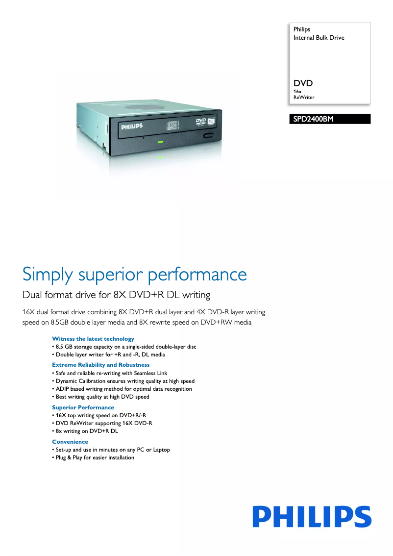 Página 1 del manual Folleto Philips SPD2400BM