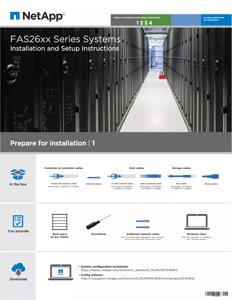 Page n°1 - Manuel utilisateur NetApp FAS2650