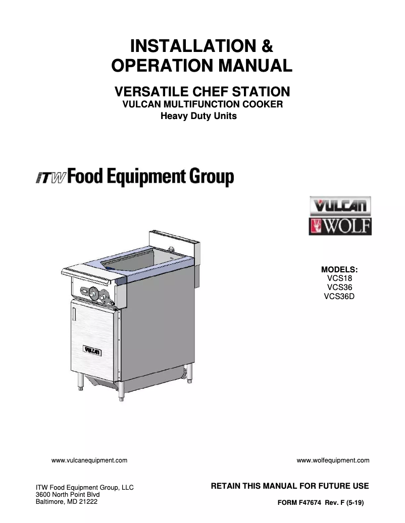 Page 1 de la notice Manuel utilisateur Vulcan VCS36D