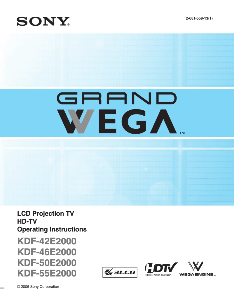 Página 1 del manual Manual de usuario Sony Grand Wega KDF-42E2000